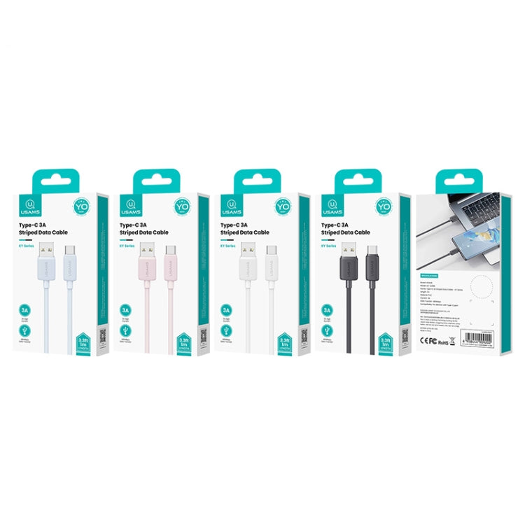 USAMS US-SJ698 USB to USB-C / Type-C 3A Striped Fast Charge Data Cable, Length:3m(Pink) - free shipping - PMc TechLife - Order now!