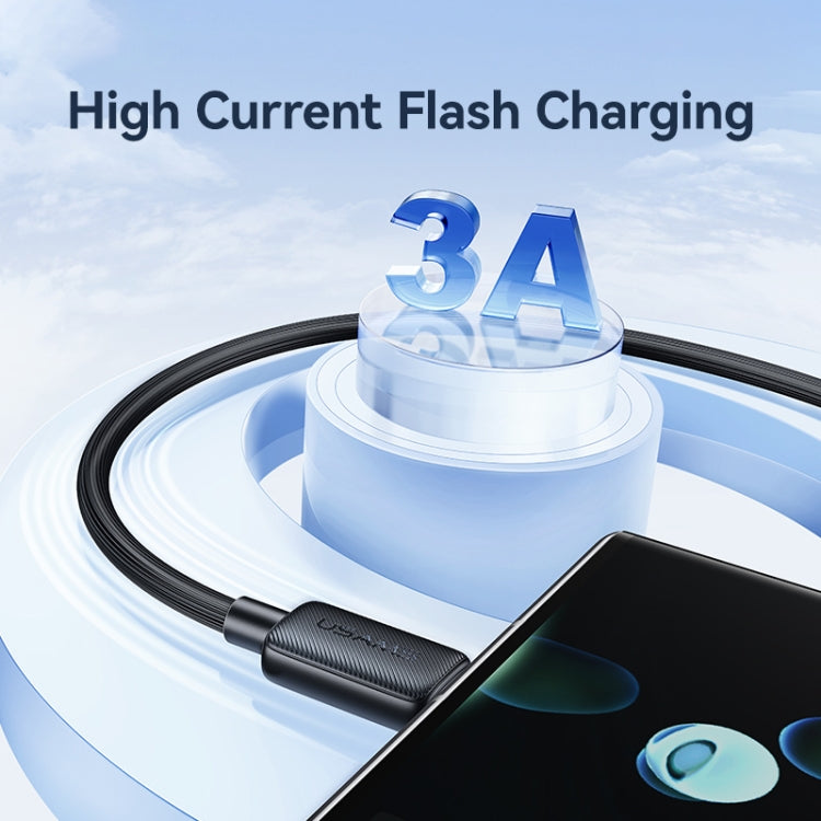 USAMS US-SJ688 USB to USB-C / Type-C 3A Striped Fast Charge Data Cable, Length:1m(White) - free shipping - PMc TechLife - Order now!