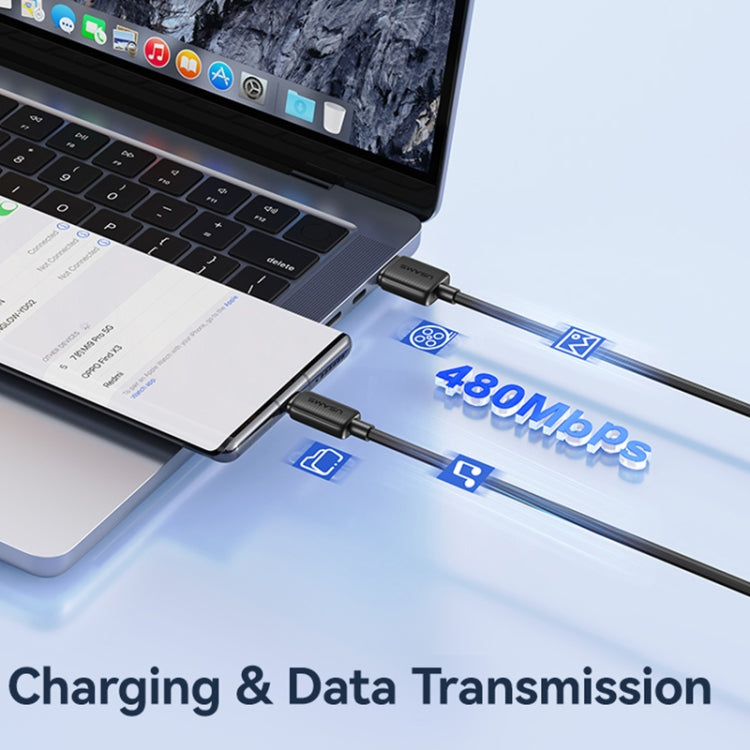 USAMS US-SJ693 USB to USB-C / Type-C 3A Striped Fast Charge Data Cable, Length:2m(Black) - free shipping - PMc TechLife - Order now!