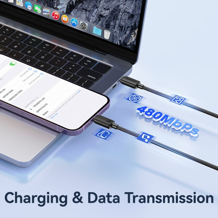 USAMS US-SJ692 USB-C / Type-C to 8 Pin 30W Striped Fast Charge Data Cable, Length:1m(Black) - free shipping - PMC Jewellery - Order now!