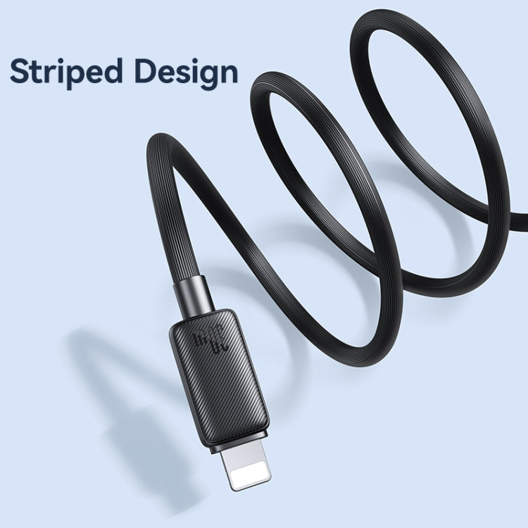 USAMS US-SJ692 USB-C / Type-C to 8 Pin 30W Striped Fast Charge Data Cable, Length:1m(Black) - free shipping - PMC Jewellery - Order now!