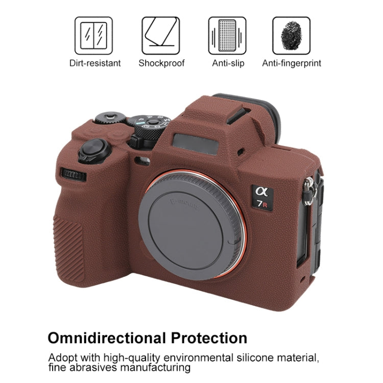 For Sony ILCE7RM5 / A7R5 Litchi Texture Soft Silicone Protective Case(Coffee) - Protective Case by PMC TechLife | Online Shopping South Africa | PMC TechLife | Buy Now Pay Later Mobicred