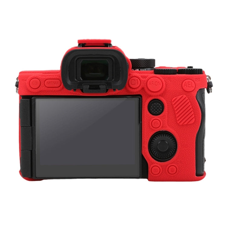 For Sony ILCE7RM5 / A7R5 Litchi Texture Soft Silicone Protective Case(Red) - Protective Case by PMC TechLife | Online Shopping South Africa | PMC TechLife