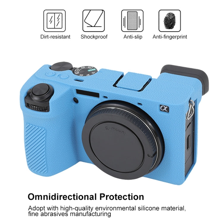 For Sony ILCE-6700 / A6700 Litchi Texture Soft Silicone Protective Case(Blue) - Protective Case by PMC TechLife | Online Shopping South Africa | PMC TechLife | Buy Now Pay Later Mobicred