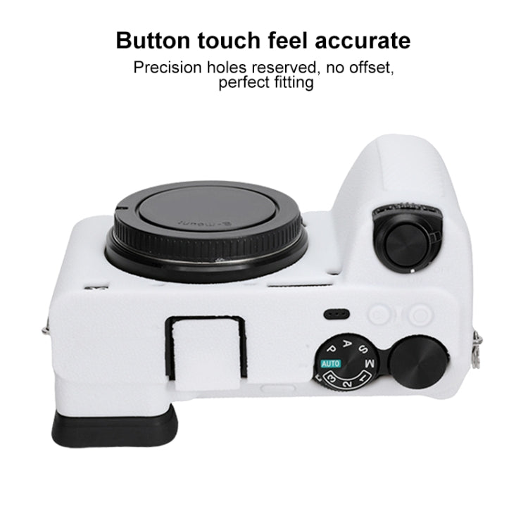 For Sony ILCE-6700 / A6700 Litchi Texture Soft Silicone Protective Case(White) - Protective Case by PMC TechLife | Online Shopping South Africa | PMC TechLife