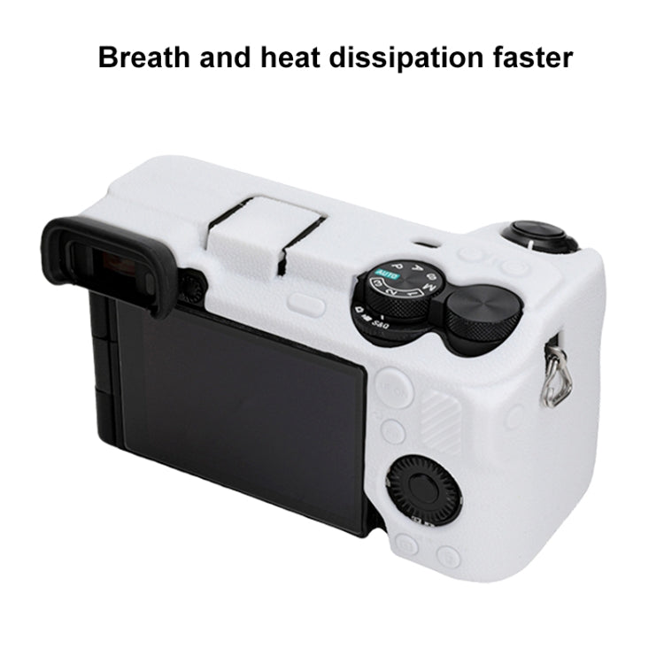 For Sony ILCE-6700 / A6700 Litchi Texture Soft Silicone Protective Case(White) - Protective Case by PMC TechLife | Online Shopping South Africa | PMC TechLife