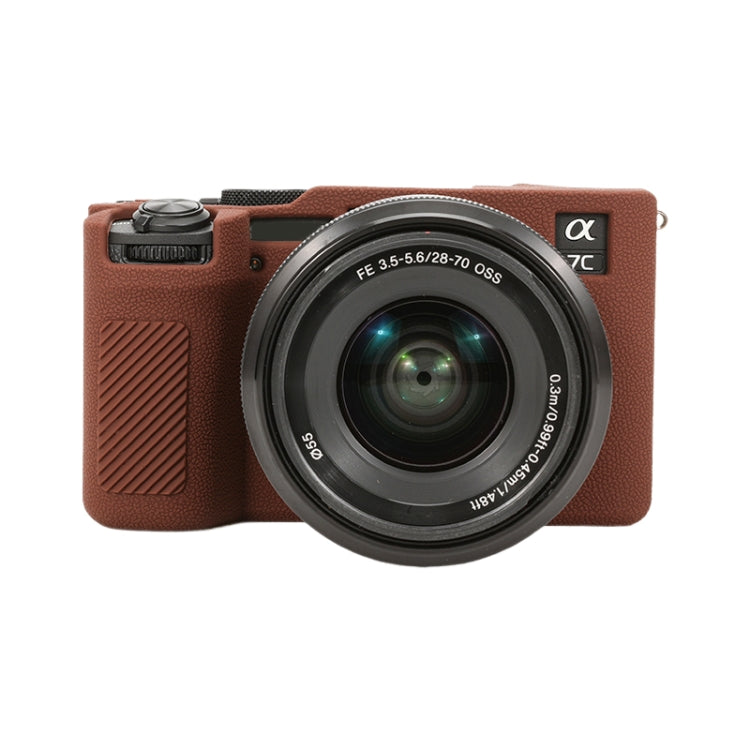 For Sony ILCE-7CM2 / A7C II / A7CR Litchi Texture Soft Silicone Protective Case(Coffee) - Protective Case by PMC TechLife | Online Shopping South Africa | PMC TechLife | Buy Now Pay Later Mobicred