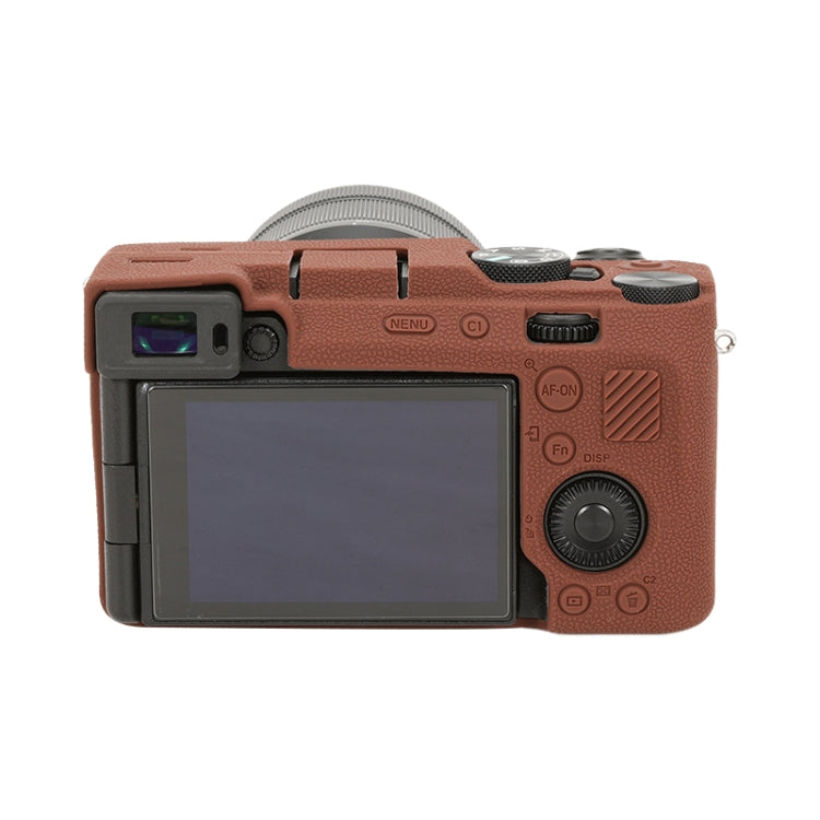 For Sony ILCE-7CM2 / A7C II / A7CR Litchi Texture Soft Silicone Protective Case(Coffee) - Protective Case by PMC TechLife | Online Shopping South Africa | PMC TechLife | Buy Now Pay Later Mobicred