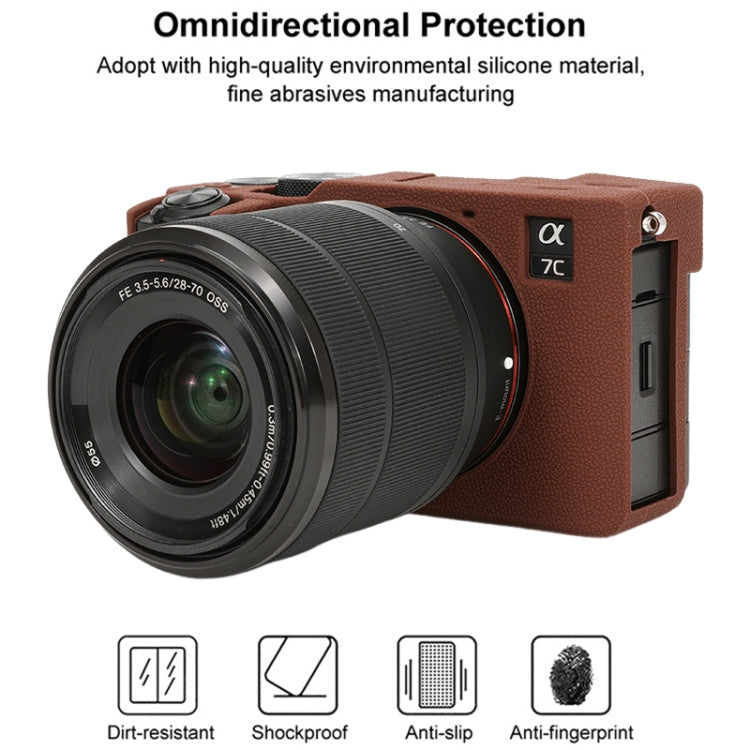 For Sony ILCE-7CM2 / A7C II / A7CR Litchi Texture Soft Silicone Protective Case(Coffee) - Protective Case by PMC TechLife | Online Shopping South Africa | PMC TechLife | Buy Now Pay Later Mobicred