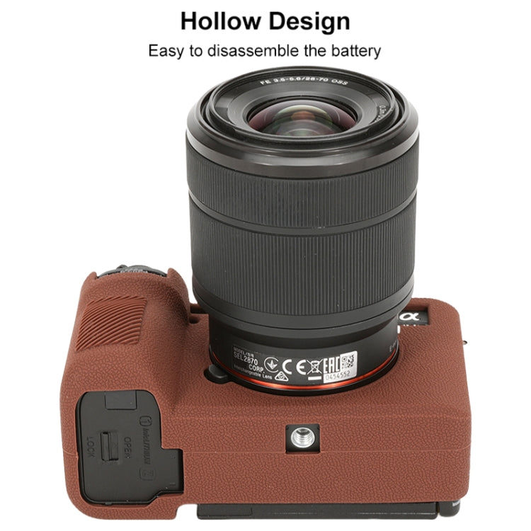 For Sony ILCE-7CM2 / A7C II / A7CR Litchi Texture Soft Silicone Protective Case(Coffee) - Protective Case by PMC TechLife | Online Shopping South Africa | PMC TechLife | Buy Now Pay Later Mobicred