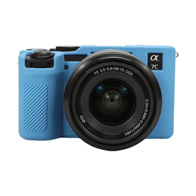 For Sony ILCE-7CM2 / A7C II / A7CR Litchi Texture Soft Silicone Protective Case(Blue) - Protective Case by PMC TechLife | Online Shopping South Africa | PMC TechLife | Buy Now Pay Later Mobicred