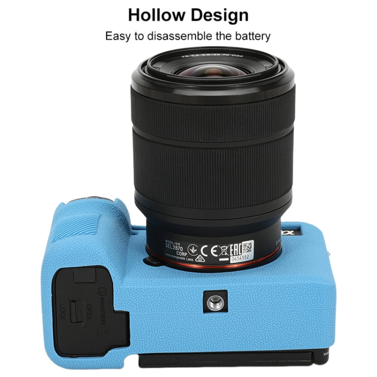 For Sony ILCE-7CM2 / A7C II / A7CR Litchi Texture Soft Silicone Protective Case(Blue) - Protective Case by PMC TechLife | Online Shopping South Africa | PMC TechLife | Buy Now Pay Later Mobicred