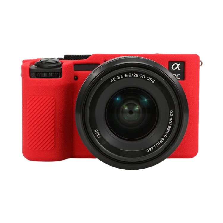 For Sony ILCE-7CM2 / A7C II / A7CR Litchi Texture Soft Silicone Protective Case(Red) - Protective Case by PMC TechLife | Online Shopping South Africa | PMC TechLife | Buy Now Pay Later Mobicred
