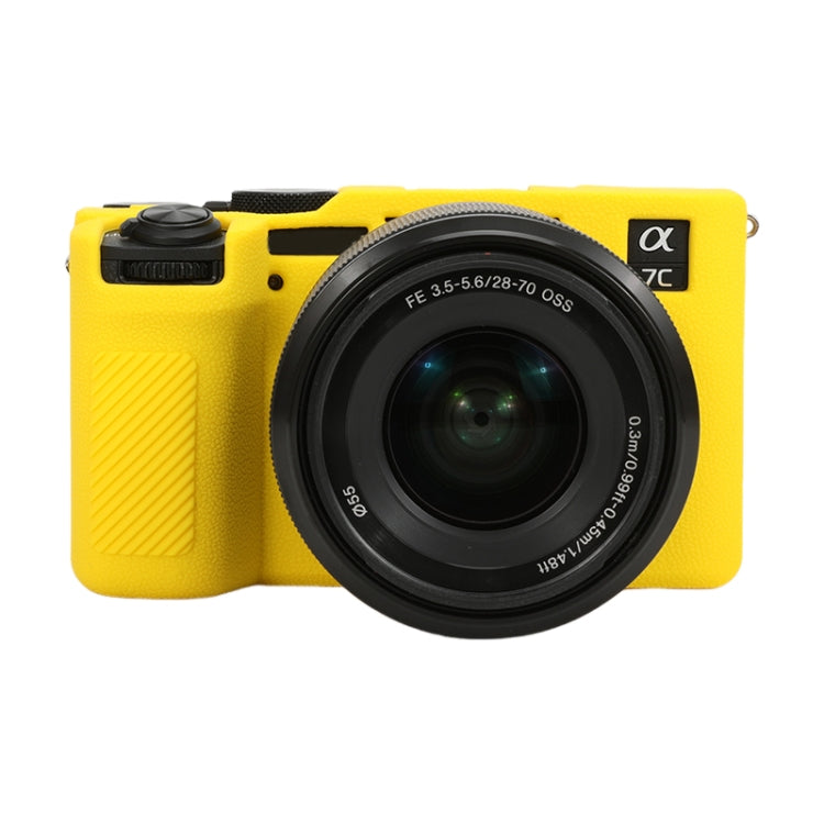 For Sony ILCE-7CM2 / A7C II / A7CR Litchi Texture Soft Silicone Protective Case(Yellow) - Protective Case by PMC TechLife | Online Shopping South Africa | PMC TechLife | Buy Now Pay Later Mobicred