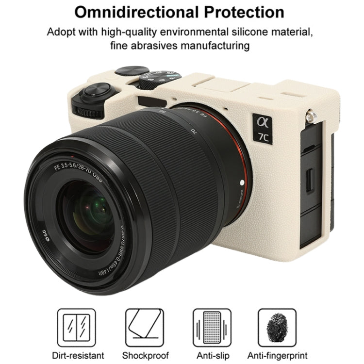 For Sony ILCE-7CM2 / A7C II / A7CR Litchi Texture Soft Silicone Protective Case(White) - Protective Case by PMC TechLife | Online Shopping South Africa | PMC TechLife | Buy Now Pay Later Mobicred