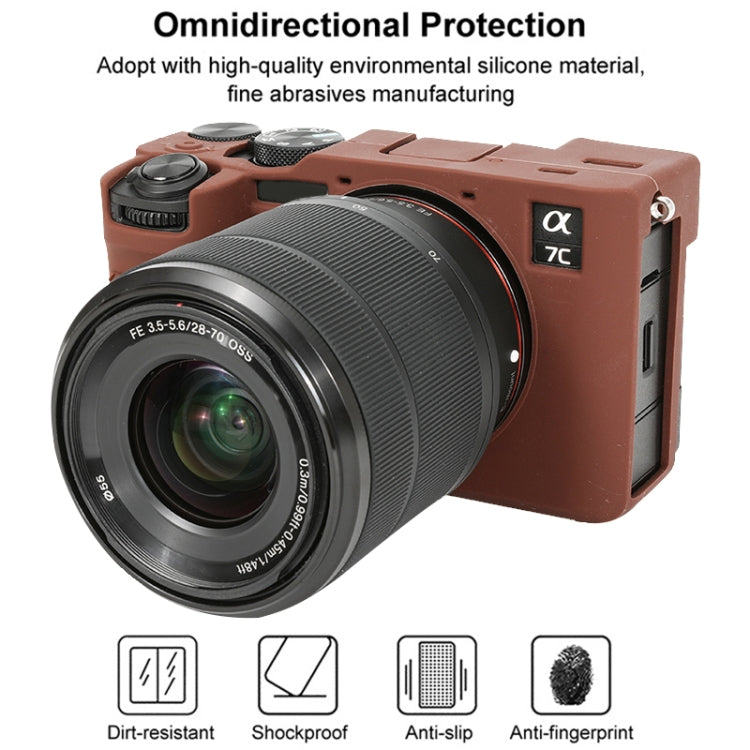 For Sony ILCE-7CM2 / A7C II / A7CR Glossy Soft Silicone Protective Case(Coffee) - Protective Case by PMC TechLife | Online Shopping South Africa | PMC TechLife | Buy Now Pay Later Mobicred