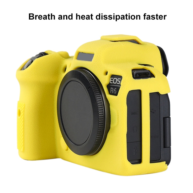 For Canon EOS R6 Mark II Litchi Texture Soft Silicone Protective Case(Yellow) - Protective Case by PMC TechLife | Online Shopping South Africa | PMC TechLife | Buy Now Pay Later Mobicred