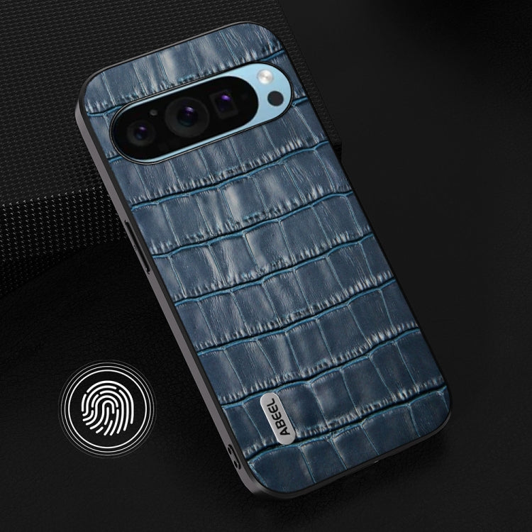 For Google Pixel 9 Pro ABEEL Crocodile Texture Genuine Leather Phone Case(Blue) - Google Cases by PMC TechLife | Online Shopping South Africa | PMC TechLife | Buy Now Pay Later Mobicred