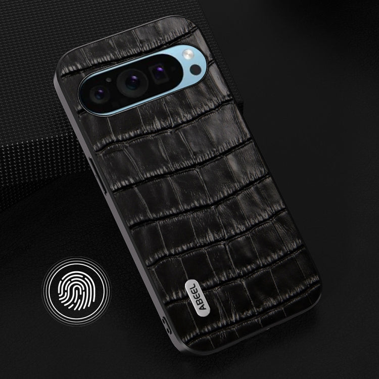 For Google Pixel 9 Pro ABEEL Crocodile Texture Genuine Leather Phone Case(Black) - Google Cases by PMC TechLife | Online Shopping South Africa | PMC TechLife | Buy Now Pay Later Mobicred