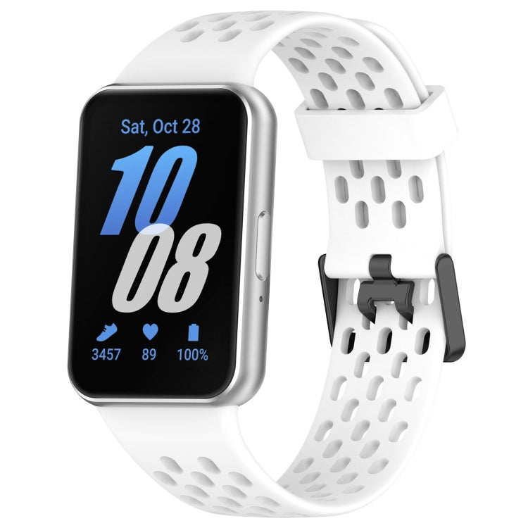 For Samsung Galaxy Fit 3 Hole Style Dual Buckle Silicone Watch Band(White) - Watch Bands by PMC TechLife | Online Shopping South Africa | PMC TechLife