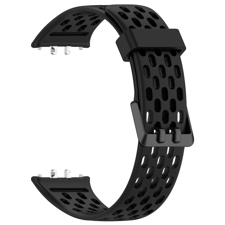 For Samsung Galaxy Fit 3 Hole Style Dual Buckle Silicone Watch Band(Black) - Watch Bands by PMC TechLife | Online Shopping South Africa | PMC TechLife