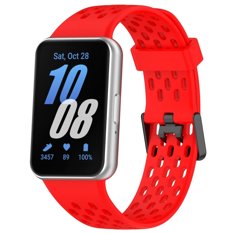 For Samsung Galaxy Fit 3 Hole Style Dual Buckle Silicone Watch Band(Red) - Watch Bands by PMC TechLife | Online Shopping South Africa | PMC TechLife