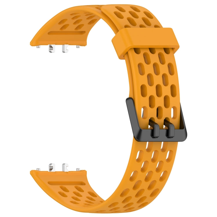 For Samsung Galaxy Fit 3 Hole Style Dual Buckle Silicone Watch Band(Yellow) - Watch Bands by PMC TechLife | Online Shopping South Africa | PMC TechLife