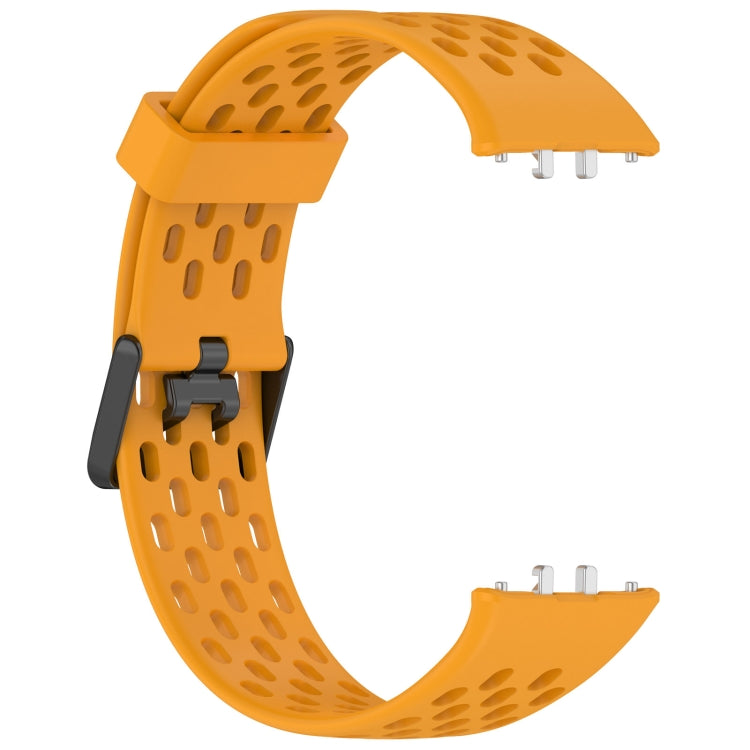 For Samsung Galaxy Fit 3 Hole Style Dual Buckle Silicone Watch Band(Yellow) - Watch Bands by PMC TechLife | Online Shopping South Africa | PMC TechLife