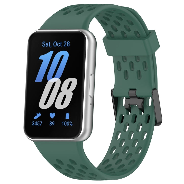 For Samsung Galaxy Fit 3 Hole Style Dual Buckle Silicone Watch Band(Dark Green) - Watch Bands by PMC TechLife | Online Shopping South Africa | PMC TechLife