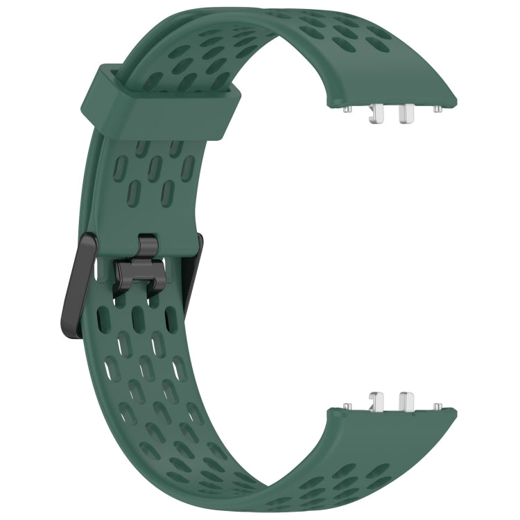 For Samsung Galaxy Fit 3 Hole Style Dual Buckle Silicone Watch Band(Dark Green) - Watch Bands by PMC TechLife | Online Shopping South Africa | PMC TechLife