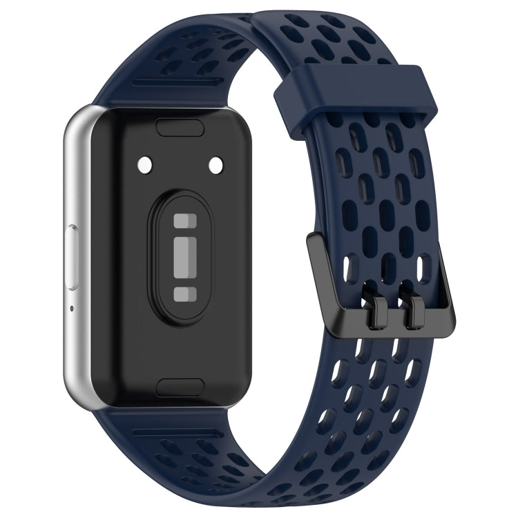 For Samsung Galaxy Fit 3 Hole Style Dual Buckle Silicone Watch Band(Midnight Blue) - Watch Bands by PMC TechLife | Online Shopping South Africa | PMC TechLife