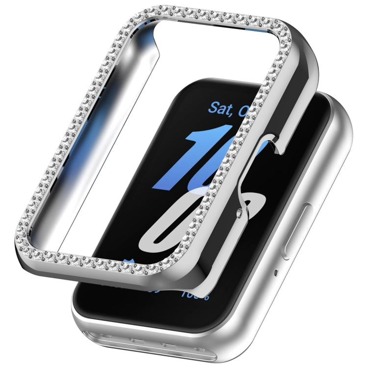 For Samsung Galaxy Fit 3 Diamond Half Pack Hollow PC Watch Protective Case(Silver) - Watch Cases by PMC TechLife | Online Shopping South Africa | PMC TechLife