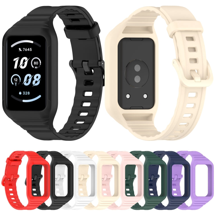 For Honor Band 9 Armor Integrated Silicone Watch Band(White) - Watch Bands by PMC TechLife | Online Shopping South Africa | PMC TechLife