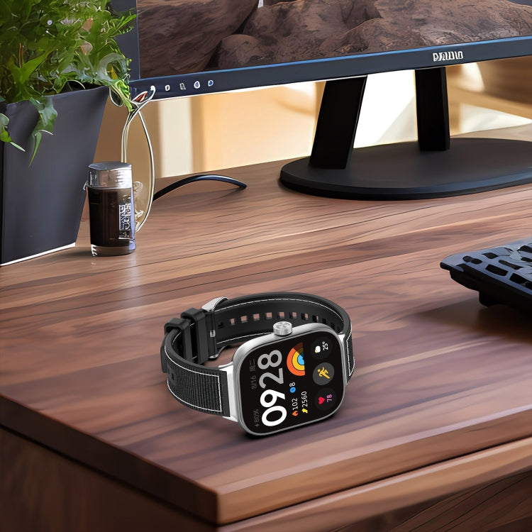 For Xiaomi Mi Band 8 Pro / Redmi Watch 4 Ordinary Buckle Hybrid Nylon Braid Silicone Watch Band(Midnight Blue) - Watch Bands by PMC TechLife | Online Shopping South Africa | PMC TechLife