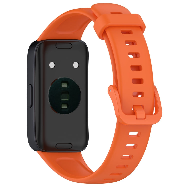 For Huawei Band 10 / 9 / 8 Solid Color Colorful Buckle Silicone Watch Band(Orange) - Watch Bands by PMC TechLife | Online Shopping South Africa | PMC TechLife | Buy Now Pay Later Mobicred