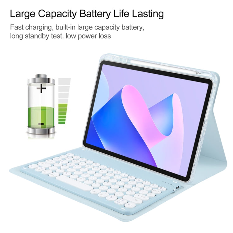 For Huawei MatePad 11 2023 / 2021 Round Button Bluetooth Keyboard Rotatable Holder Leather Case(Sky Blue) - Huawei Keyboard by PMC TechLife | Online Shopping South Africa | PMC TechLife