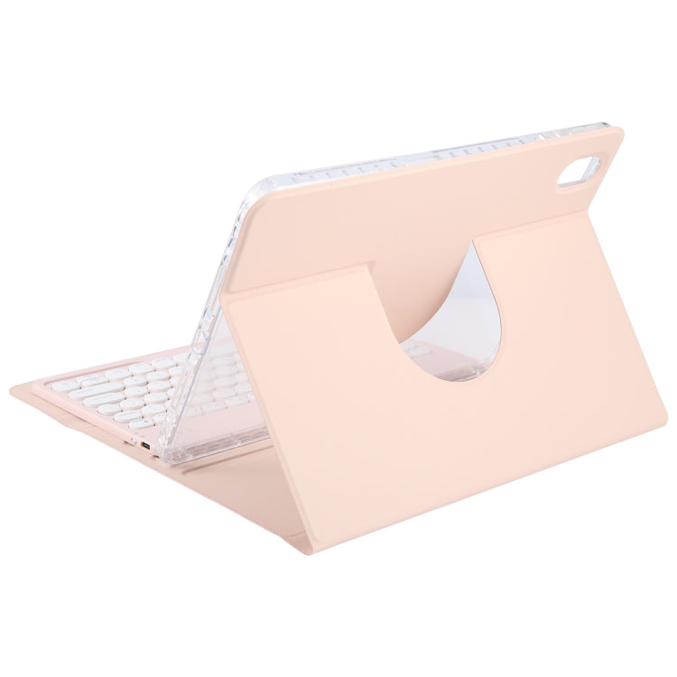 For Huawei MatePad 11 2023 / 2021 Round Button Bluetooth Keyboard Rotatable Holder Leather Case(Rose Gold) - Huawei Keyboard by PMC TechLife | Online Shopping South Africa | PMC TechLife