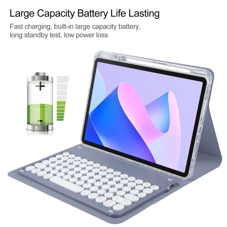 For Huawei MatePad 11 2023 / 2021 Round Button Bluetooth Keyboard Rotatable Holder Leather Case(Lavender Purple) - Huawei Keyboard by PMC TechLife | Online Shopping South Africa | PMC TechLife