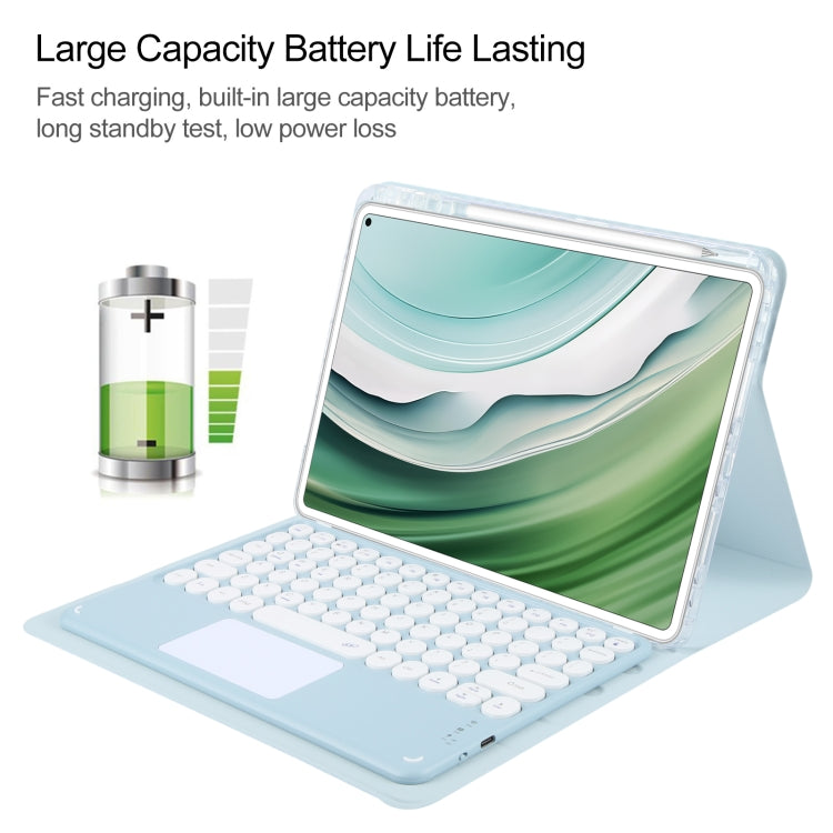 For Huawei MatePad Pro 11 2024 / 2022 Round Button Bluetooth Keyboard Rotatable Holder Leather Case with Touchpad(Sky Blue) - Huawei Keyboard by PMC TechLife | Online Shopping South Africa | PMC TechLife