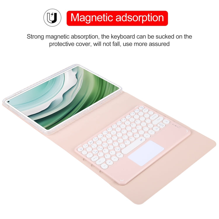 For Huawei MatePad Pro 11 2024 / 2022 Round Button Bluetooth Keyboard Rotatable Holder Leather Case with Touchpad(Rose Gold) - Huawei Keyboard by PMC TechLife | Online Shopping South Africa | PMC TechLife