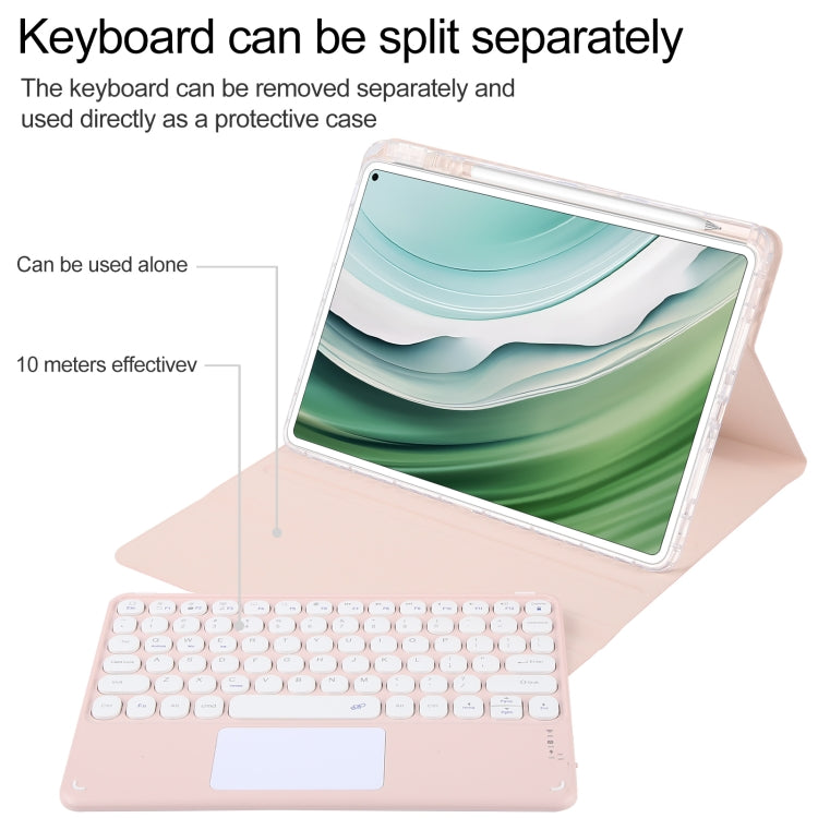For Huawei MatePad Pro 11 2024 / 2022 Round Button Bluetooth Keyboard Rotatable Holder Leather Case with Touchpad(Rose Gold) - Huawei Keyboard by PMC TechLife | Online Shopping South Africa | PMC TechLife