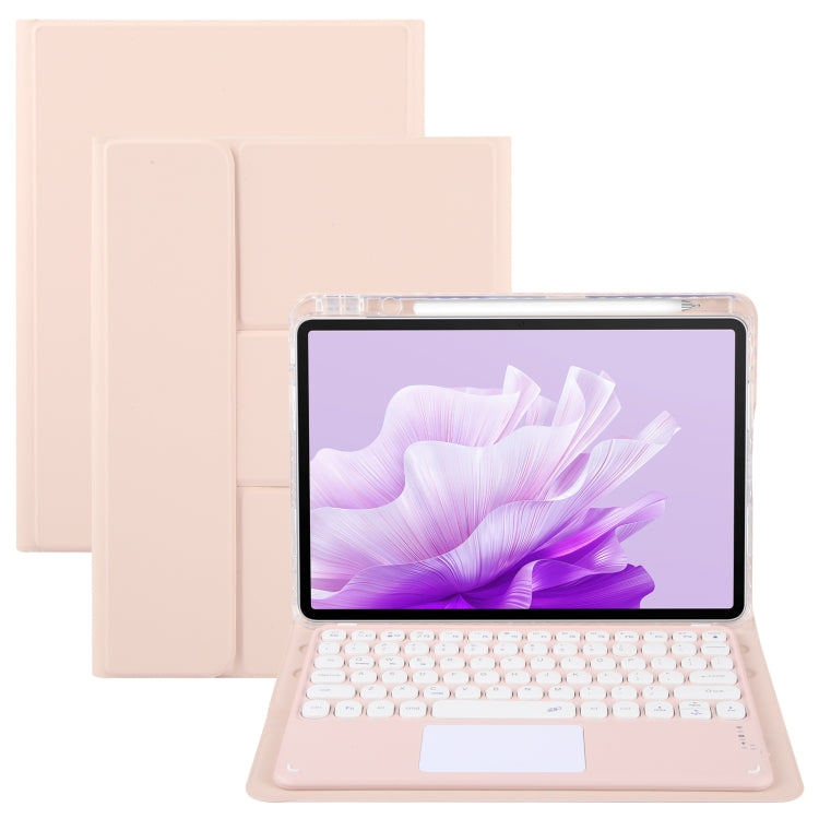 For Huawei MatePad Air 11.5 Round Button Bluetooth Keyboard Rotatable Holder Leather Case with Touchpad(Rose Gold) - Huawei Keyboard by PMC TechLife | Online Shopping South Africa | PMC TechLife