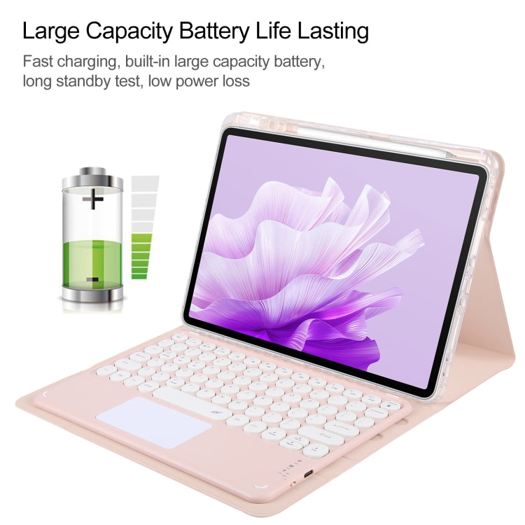 For Huawei MatePad Air 11.5 Round Button Bluetooth Keyboard Rotatable Holder Leather Case with Touchpad(Rose Gold) - Huawei Keyboard by PMC TechLife | Online Shopping South Africa | PMC TechLife