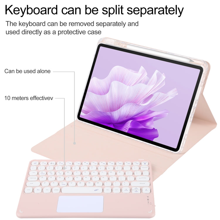 For Huawei MatePad Air 11.5 Round Button Bluetooth Keyboard Rotatable Holder Leather Case with Touchpad(Rose Gold) - Huawei Keyboard by PMC TechLife | Online Shopping South Africa | PMC TechLife