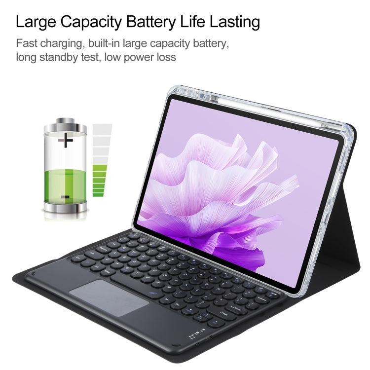 For Huawei MatePad Air 11.5 Round Button Bluetooth Keyboard Rotatable Holder Leather Case with Touchpad(Black) - Huawei Keyboard by PMC TechLife | Online Shopping South Africa | PMC TechLife | Buy Now Pay Later Mobicred