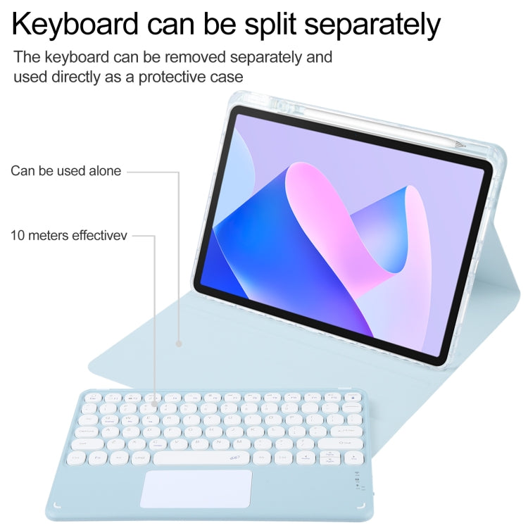 For Huawei MatePad 11 2023 / 2021 Round Button Bluetooth Keyboard Rotatable Holder Leather Case with Touchpad(Sky Blue) - Huawei Keyboard by PMC TechLife | Online Shopping South Africa | PMC TechLife