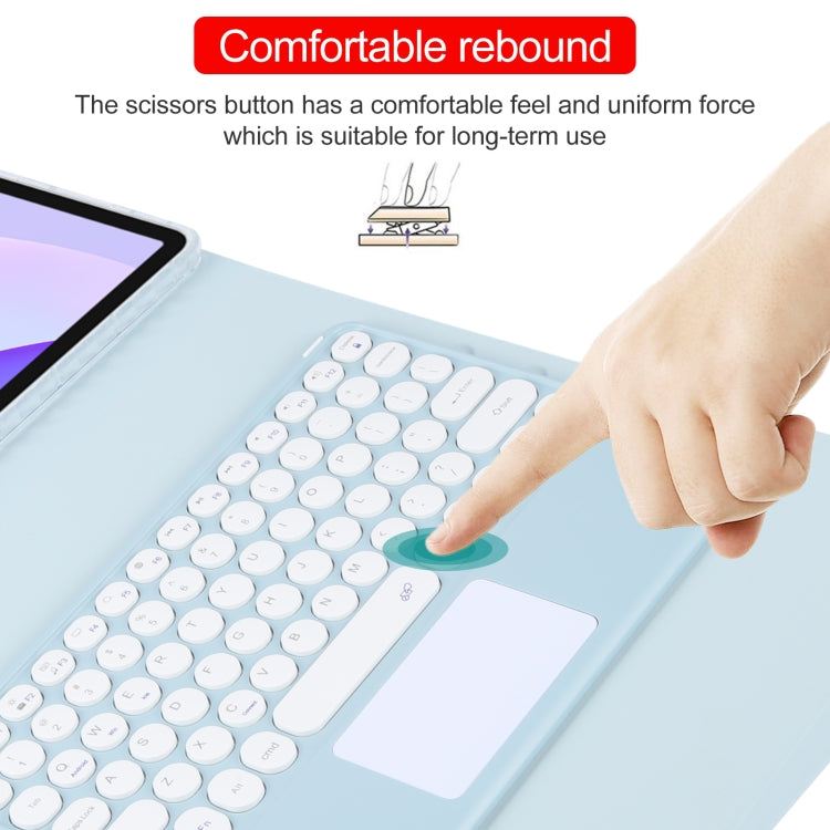 For Huawei MatePad 11 2023 / 2021 Round Button Bluetooth Keyboard Rotatable Holder Leather Case with Touchpad(Sky Blue) - Huawei Keyboard by PMC TechLife | Online Shopping South Africa | PMC TechLife