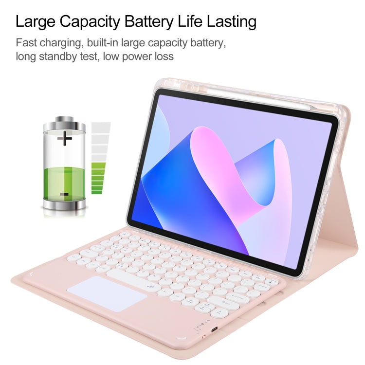 For Huawei MatePad 11 2023 / 2021 Round Button Bluetooth Keyboard Rotatable Holder Leather Case with Touchpad(Rose Gold) - Huawei Keyboard by PMC TechLife | Online Shopping South Africa | PMC TechLife