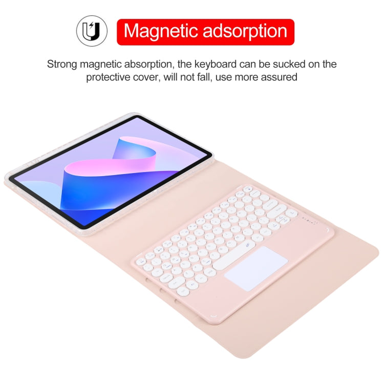 For Huawei MatePad 11 2023 / 2021 Round Button Bluetooth Keyboard Rotatable Holder Leather Case with Touchpad(Rose Gold) - Huawei Keyboard by PMC TechLife | Online Shopping South Africa | PMC TechLife