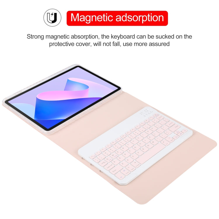 For Huawei MatePad 11 2023 / 2021 Square Button Bluetooth Keyboard Rotatable Holder Leather Case(Rose Gold) - Huawei Keyboard by PMC TechLife | Online Shopping South Africa | PMC TechLife